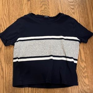 John galt t shirt, small, blue and grey